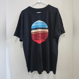 Quicksilver black long silver t-shirt size XL